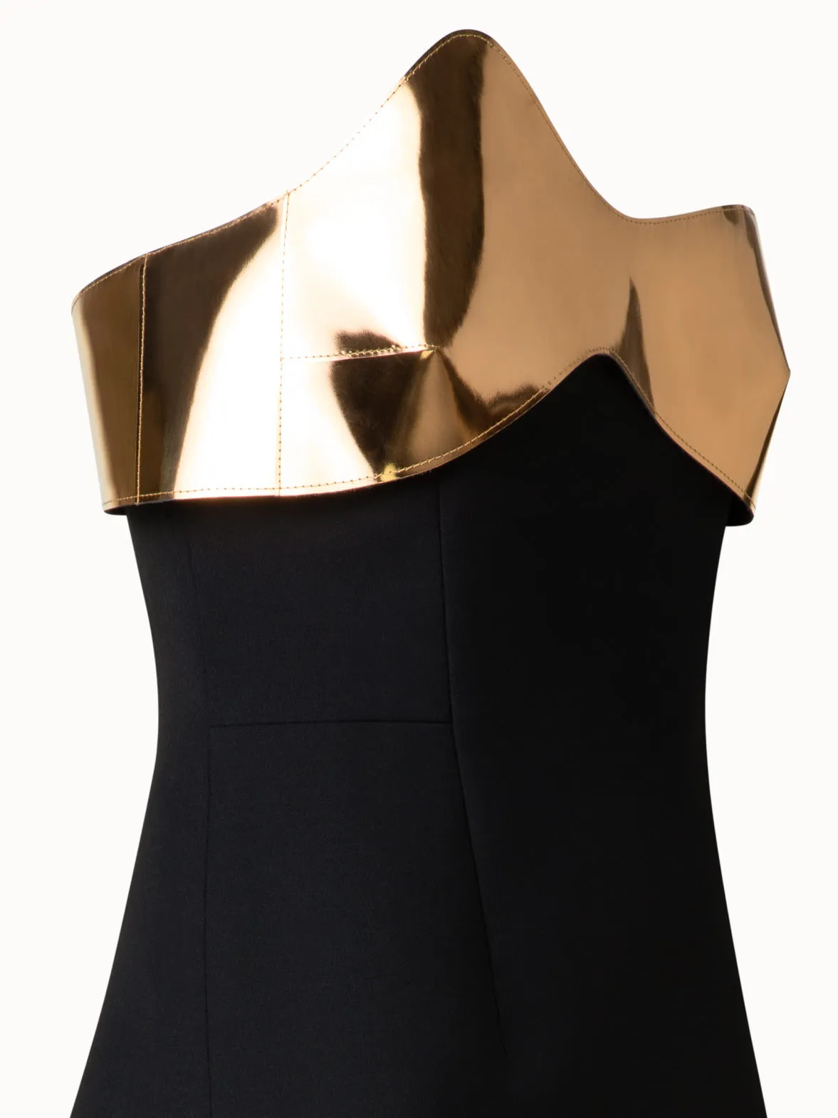 Midi Cocktail Dress with Gold Leather Highlight