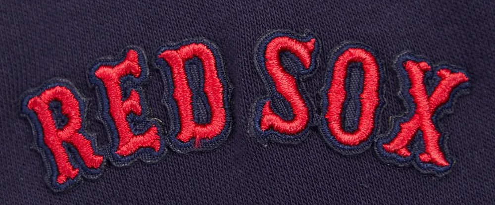 MLB BOSTON RED SOX RETRO CLASSIC WOMEN'S RIB CROPPED PO HOODIE (MIDNIGHT NAVY/RED/MIDNIGHT NAVY)