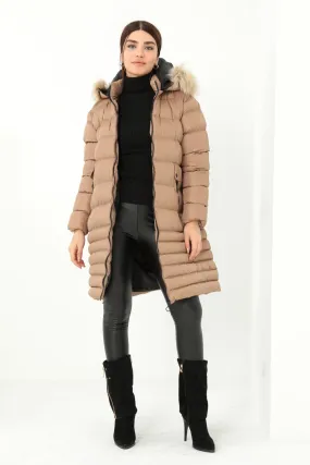MPL Women's Regular Fit Lined Hooded Comfortable Coat 5010 - Chalco