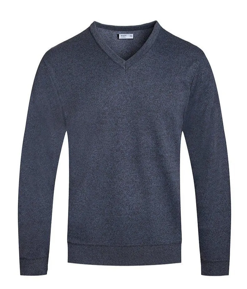 Navy Vneck Knit Pullover Sweater