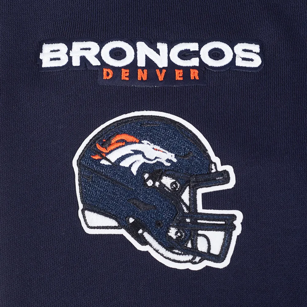 NFL DENVER BRONCOS CLASSIC WOMEN'S FLC CROPPED PO HOODIE (MIDNIGHT NAVY)