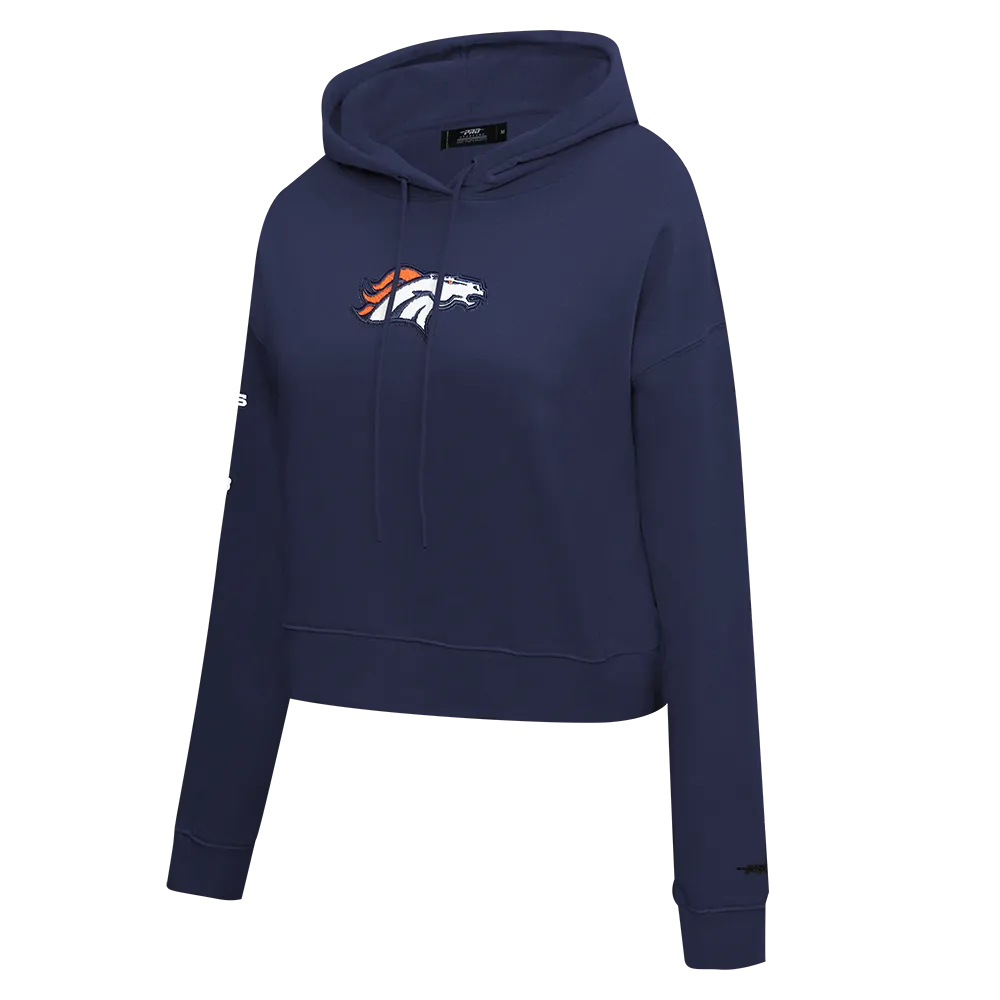 NFL DENVER BRONCOS CLASSIC WOMEN'S FLC CROPPED PO HOODIE (MIDNIGHT NAVY)