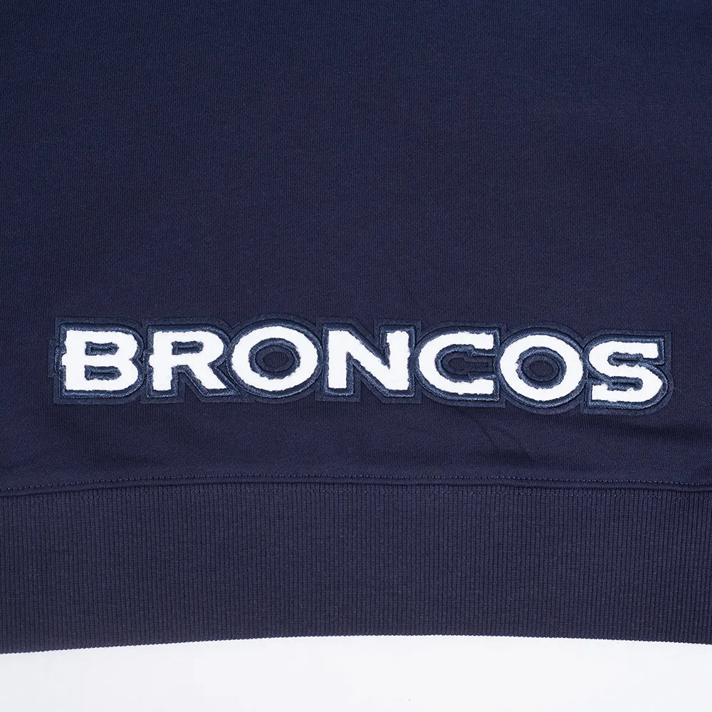 NFL DENVER BRONCOS CLASSIC WOMEN'S FLC CROPPED PO HOODIE (MIDNIGHT NAVY)