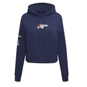 NFL DENVER BRONCOS CLASSIC WOMEN'S FLC CROPPED PO HOODIE (MIDNIGHT NAVY)