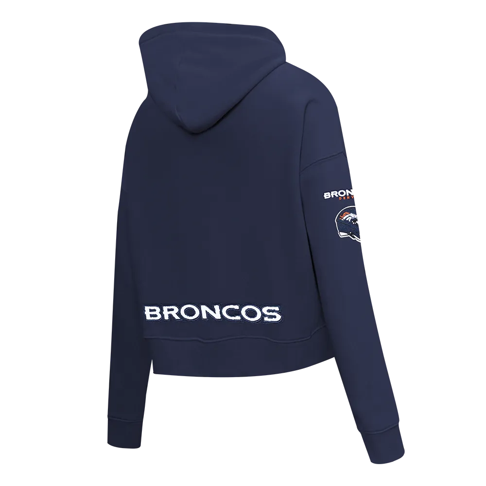 NFL DENVER BRONCOS CLASSIC WOMEN'S FLC CROPPED PO HOODIE (MIDNIGHT NAVY)