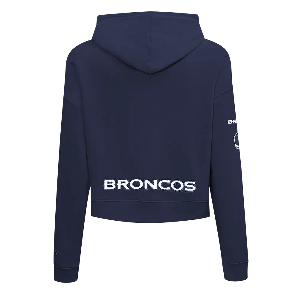 NFL DENVER BRONCOS CLASSIC WOMEN'S FLC CROPPED PO HOODIE (MIDNIGHT NAVY)