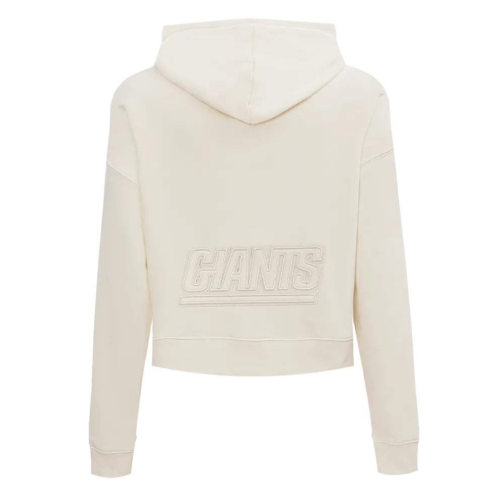 NFL NEW YORK GIANTS NEUTRAL WOMEN'S CROPPED PO HOODIE (EGGSHELL)