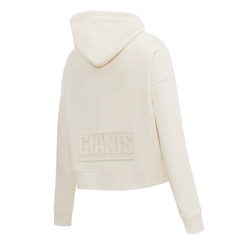 NFL NEW YORK GIANTS NEUTRAL WOMEN'S CROPPED PO HOODIE (EGGSHELL)