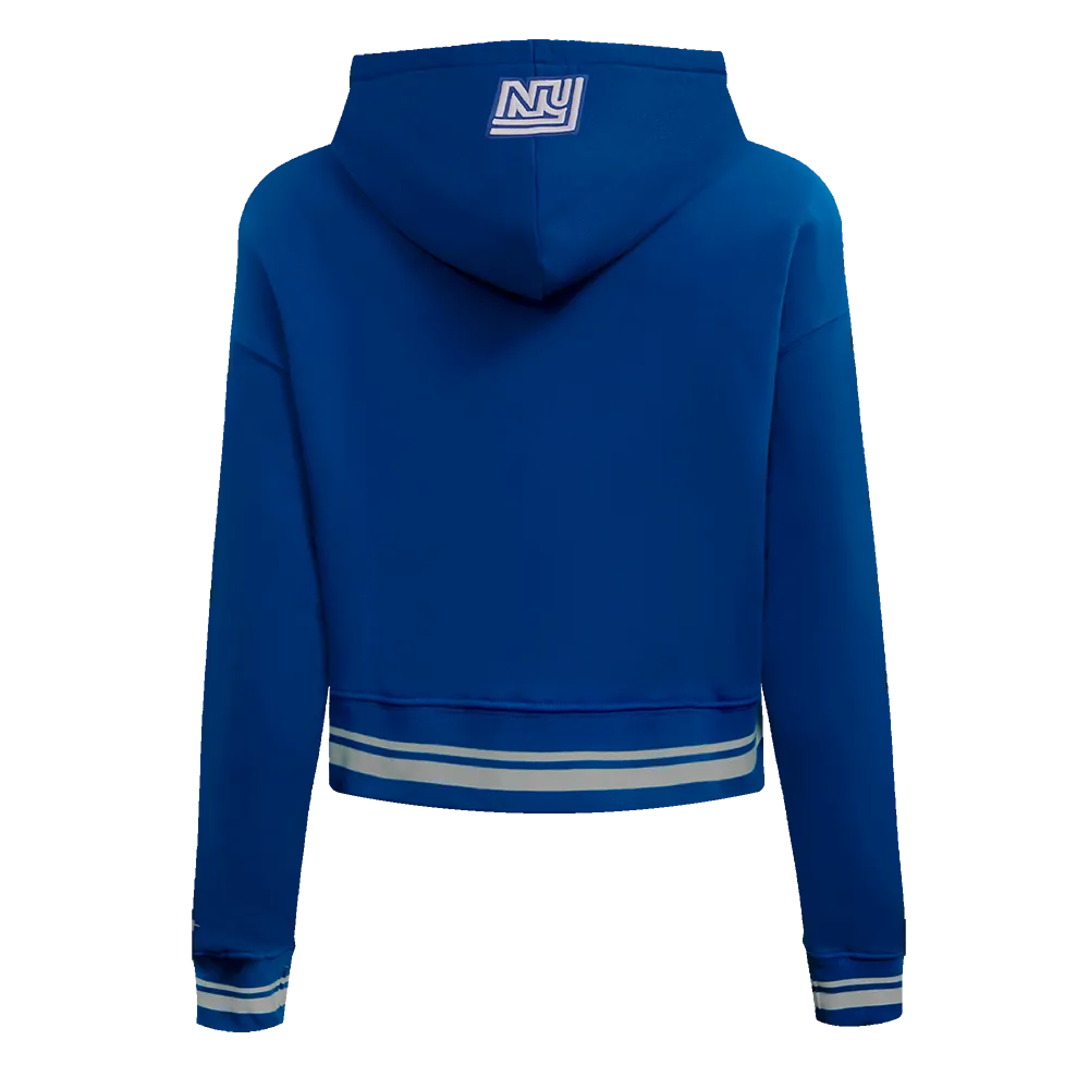 NFL NEW YORK GIANTS RETRO CLASSIC WOMEN'S RIB CROPPED PO HOODIE (DODGER BLUE)