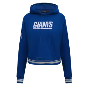 NFL NEW YORK GIANTS RETRO CLASSIC WOMEN'S RIB CROPPED PO HOODIE (DODGER BLUE)