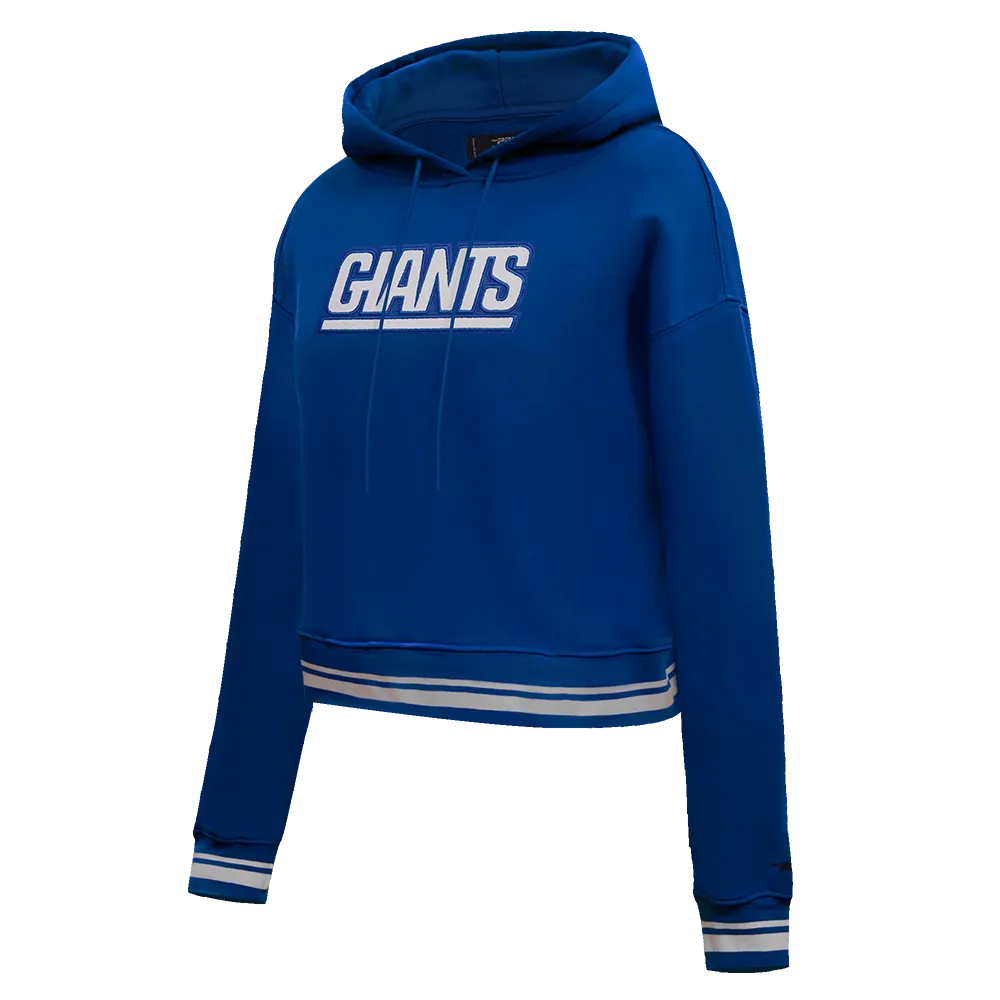 NFL NEW YORK GIANTS RETRO CLASSIC WOMEN'S RIB CROPPED PO HOODIE (DODGER BLUE)