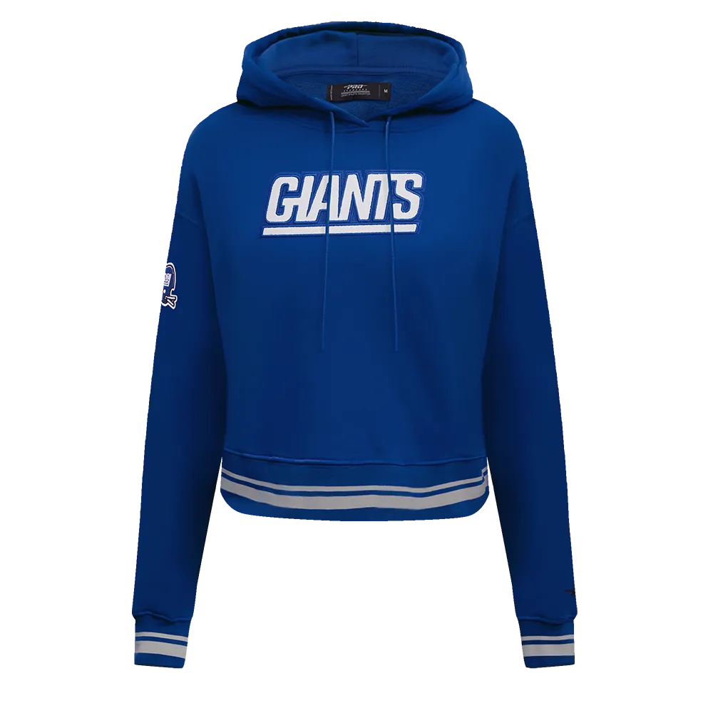 NFL NEW YORK GIANTS RETRO CLASSIC WOMEN'S RIB CROPPED PO HOODIE (DODGER BLUE)