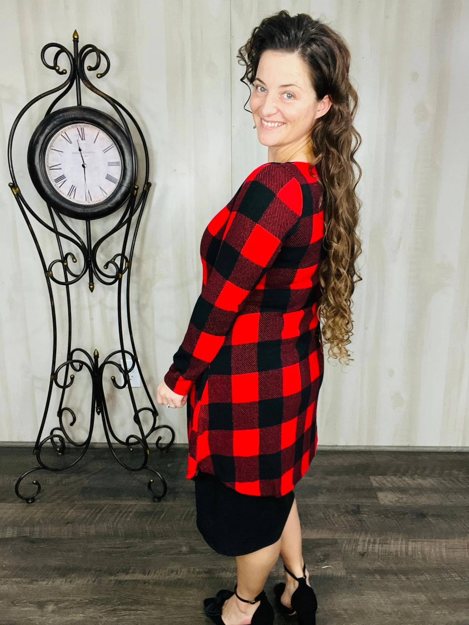 Nilah Buffalo Plaid Tunic- Red or Black & White