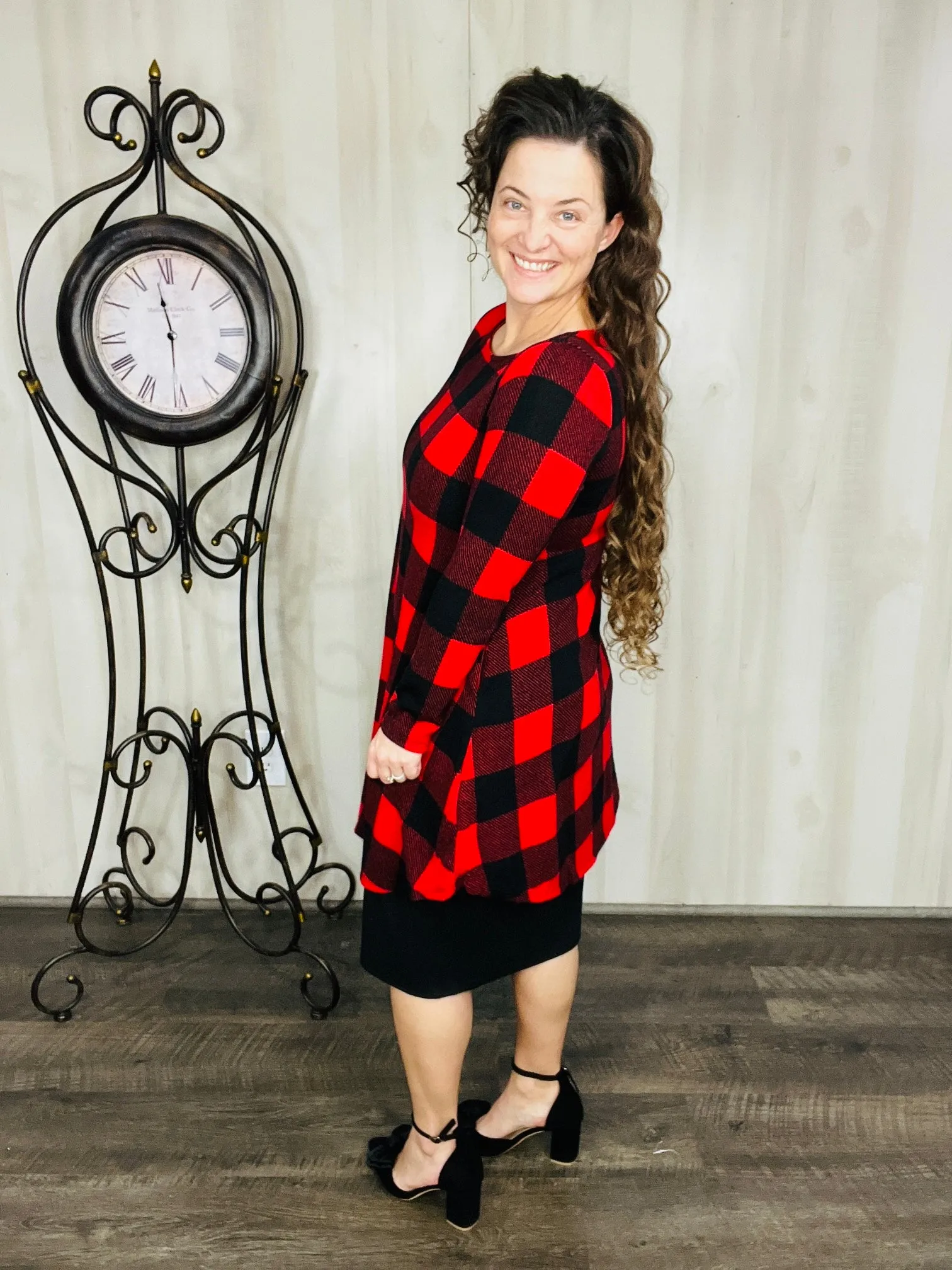 Nilah Buffalo Plaid Tunic- Red or Black & White