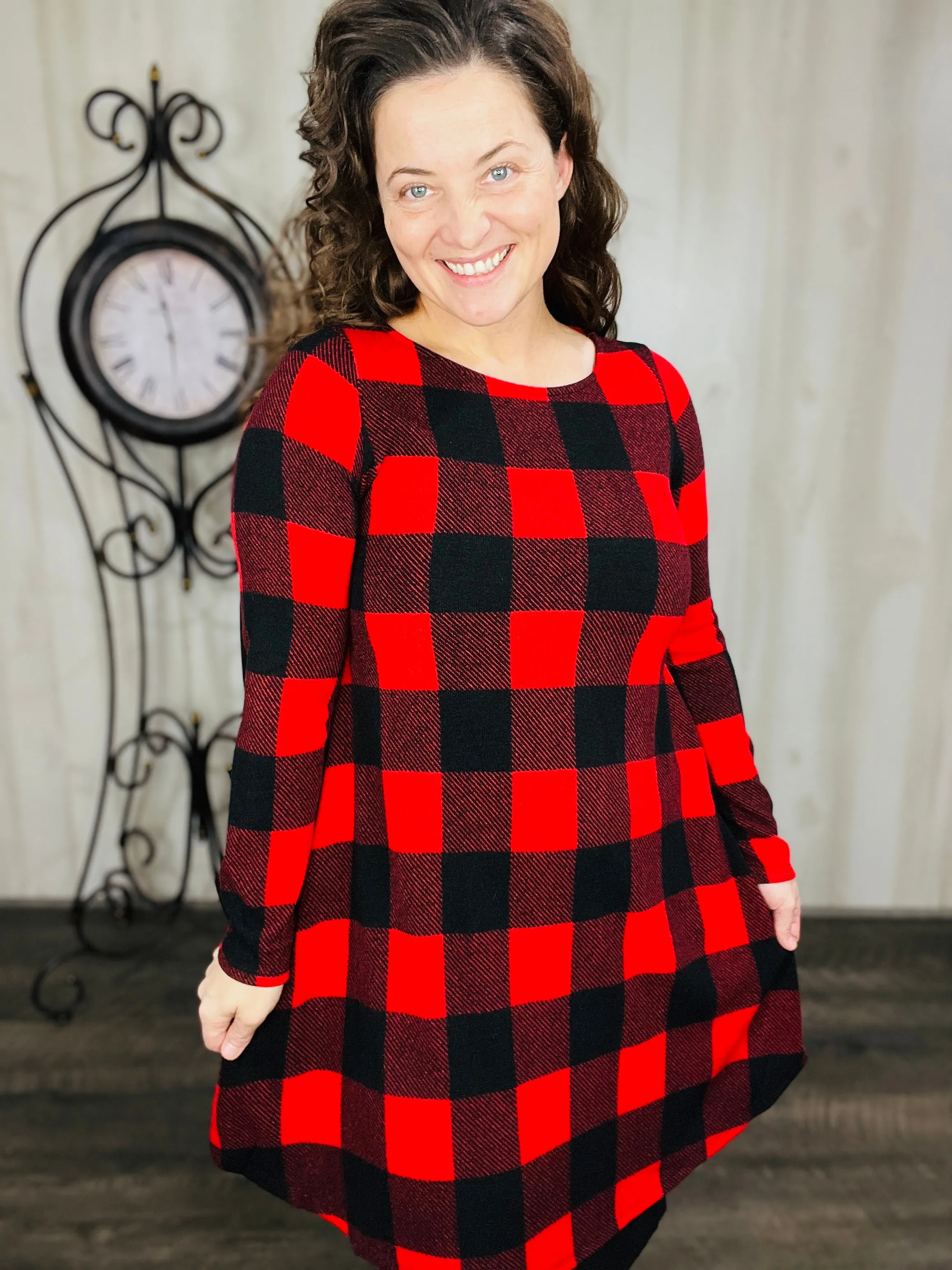 Nilah Buffalo Plaid Tunic- Red or Black & White