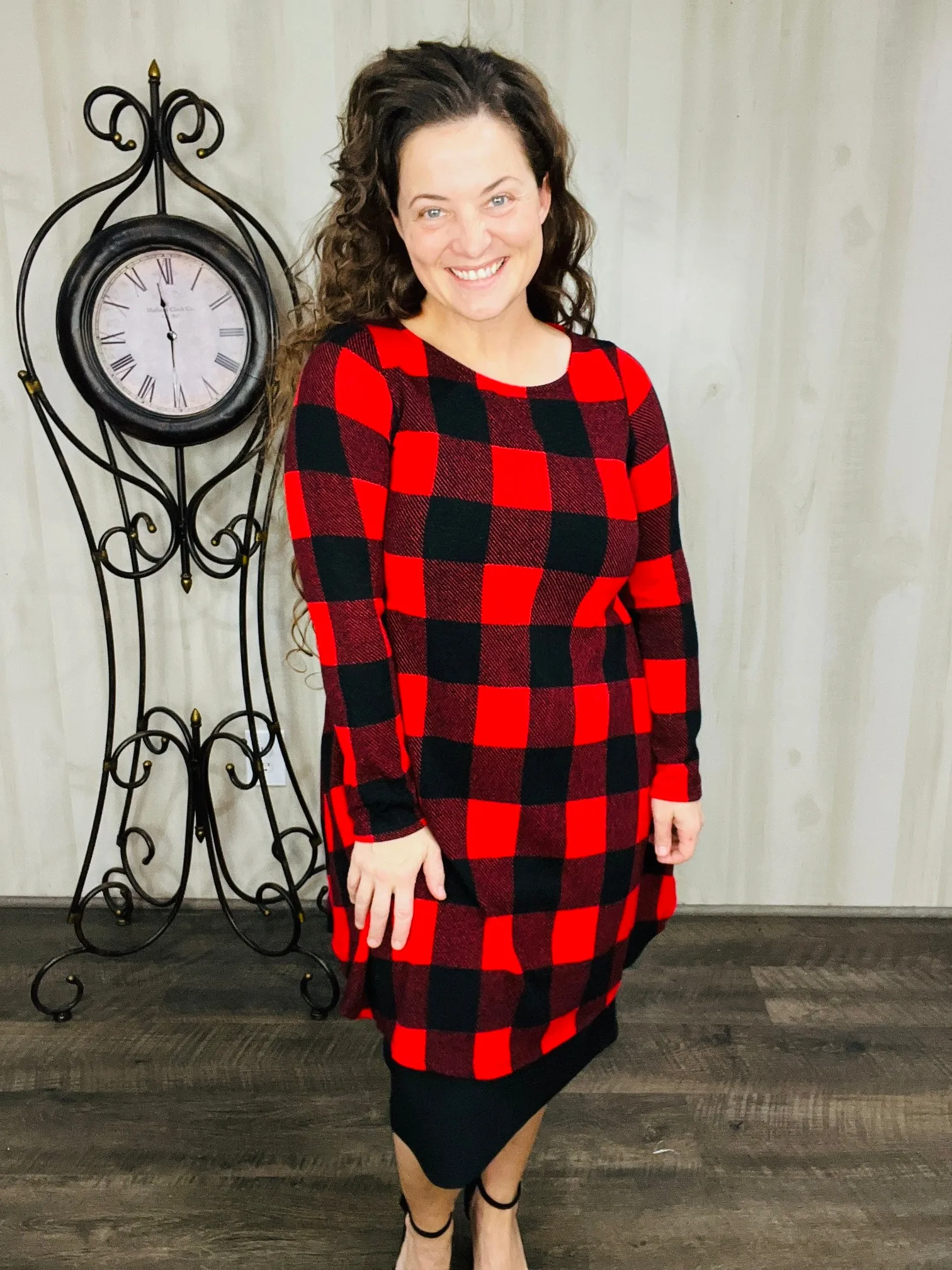 Nilah Buffalo Plaid Tunic- Red or Black & White