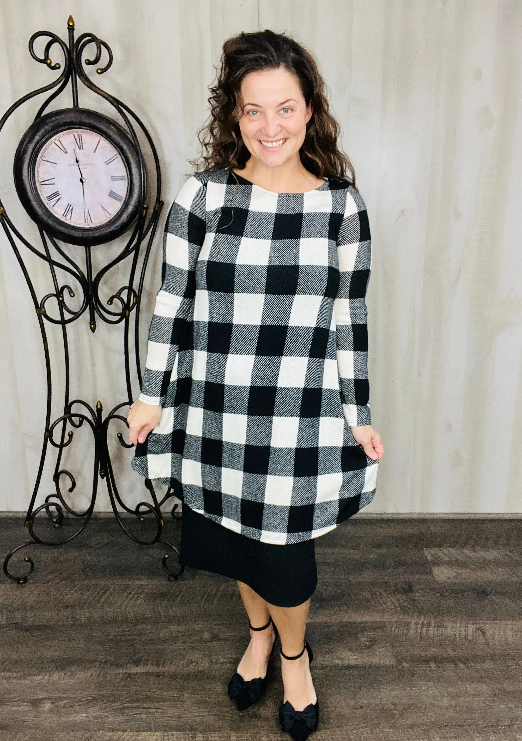 Nilah Buffalo Plaid Tunic- Red or Black & White