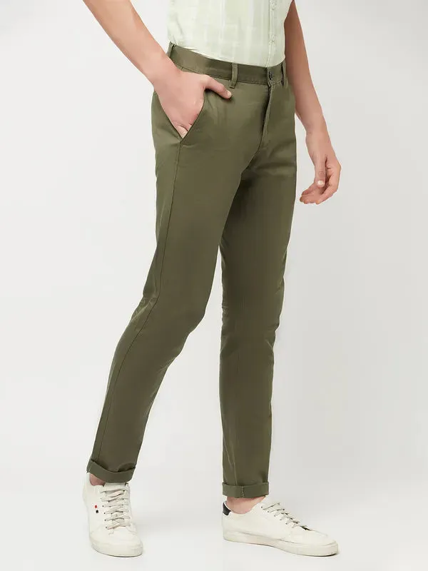 Octave Men Olive Green Chinos Trousers