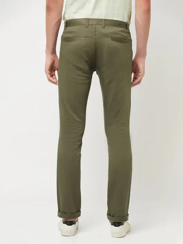 Octave Men Olive Green Chinos Trousers