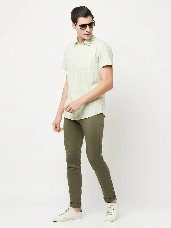 Octave Men Olive Green Chinos Trousers