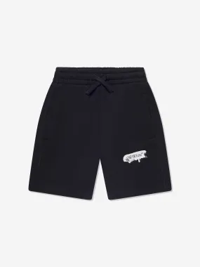 Off-White Boys Paint Graphic Sweat Shorts in Black