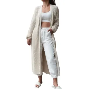 Open Front Long Knitted Cardigan