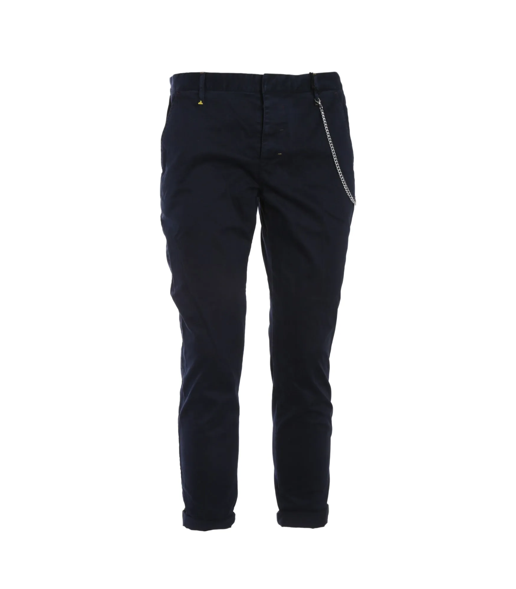 Pantalone Chinos Raso Con Catena - Blu