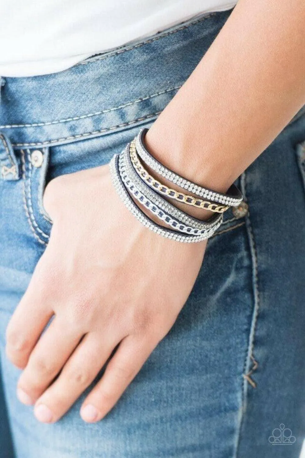 Paparazzi Fashion Fiend Blue Wrap Bracelet