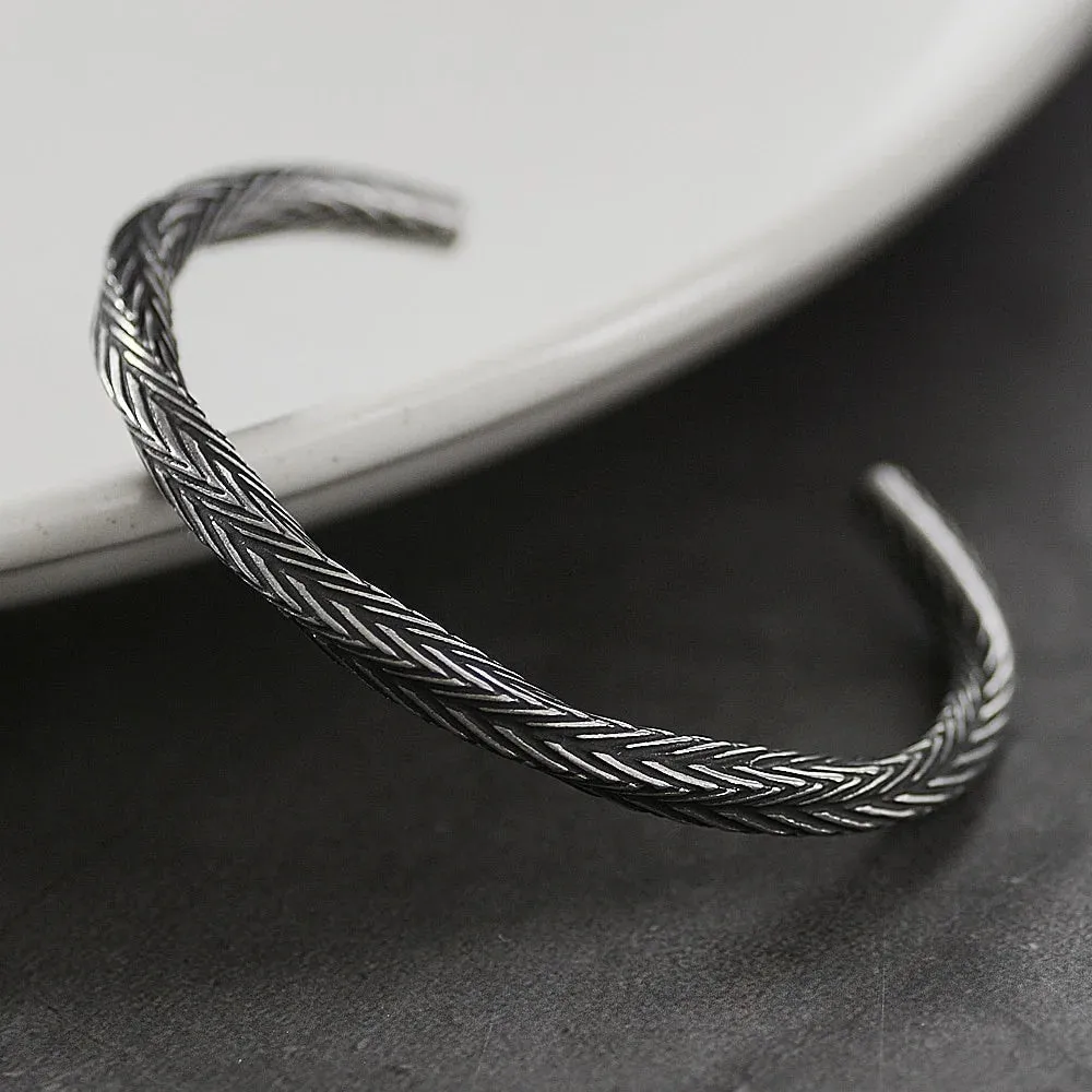 Personality Fashion Thorn Line Geometric Sleeve Barbed Wire Open Bangle for Men Punk Bracelet Trend Jewelry Gift