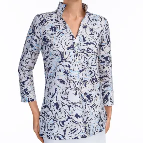 Polo Collar Tunic in Paisley Splash