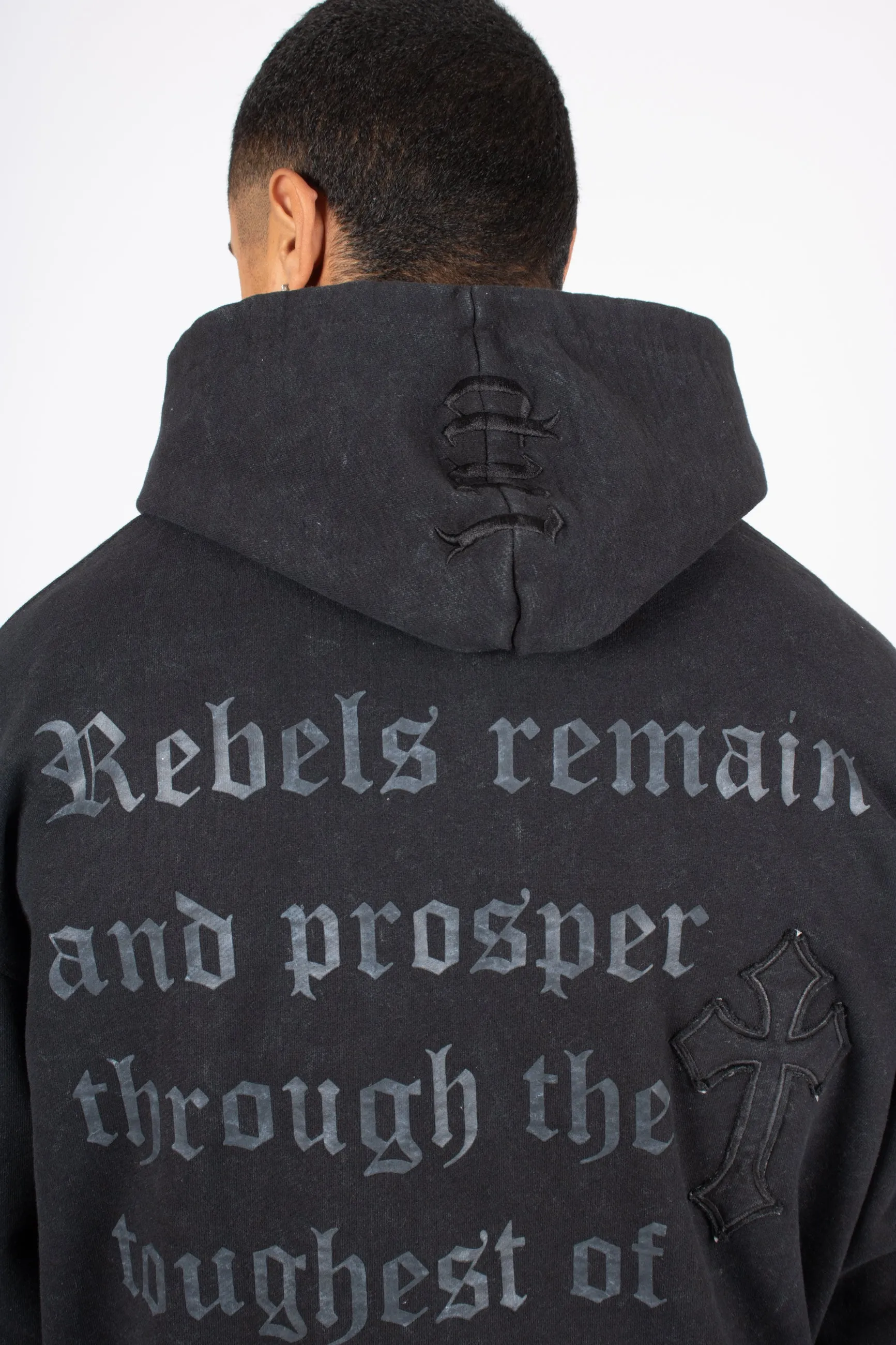 Premium Oversized Recycled Acid Black Rebel Hoodie