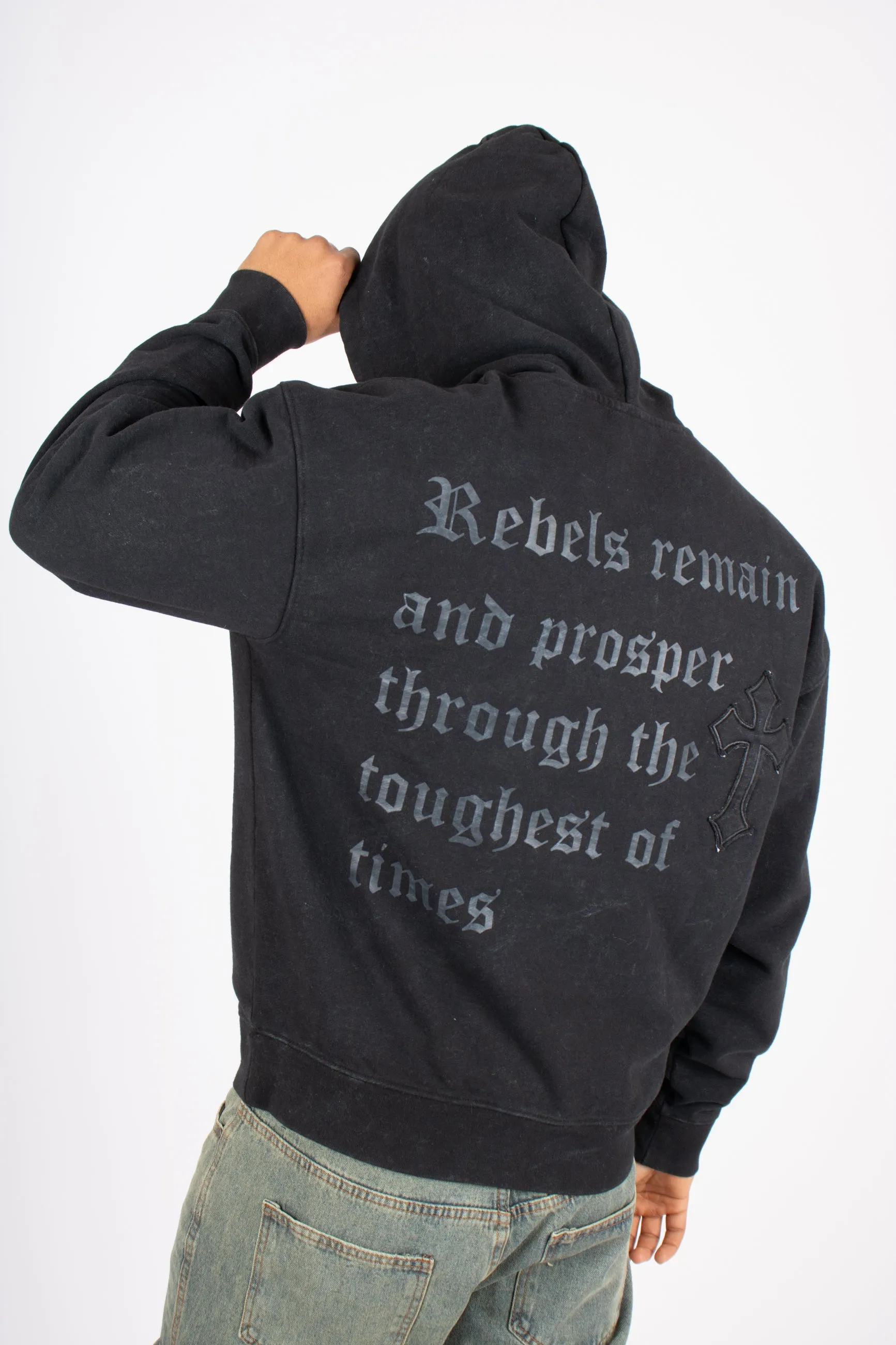 Premium Oversized Recycled Acid Black Rebel Hoodie