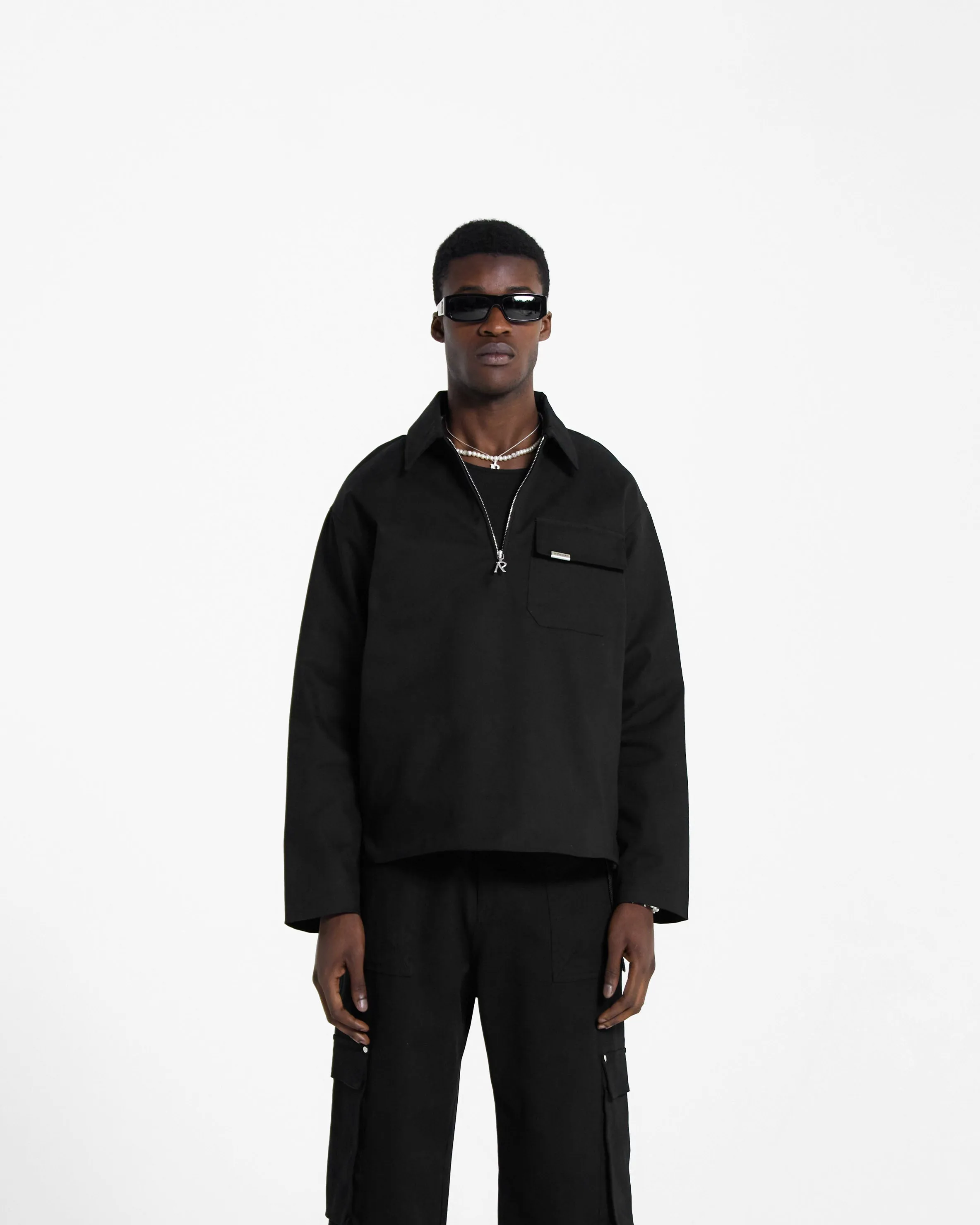 Quilted Pullover Shirt - Black