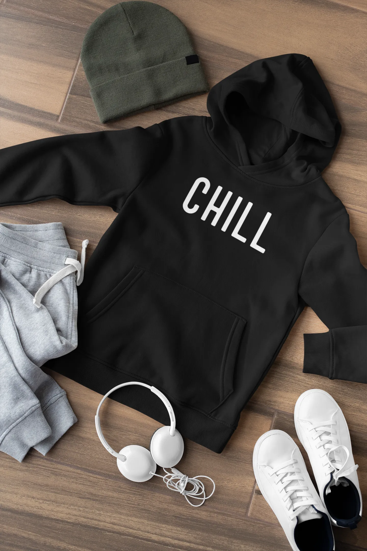 "CHILL"- WINTER WOMEN HOODIES (BLACK)