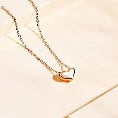 "Heart To Heart" Engraved Love Letter 18K Gold Necklace