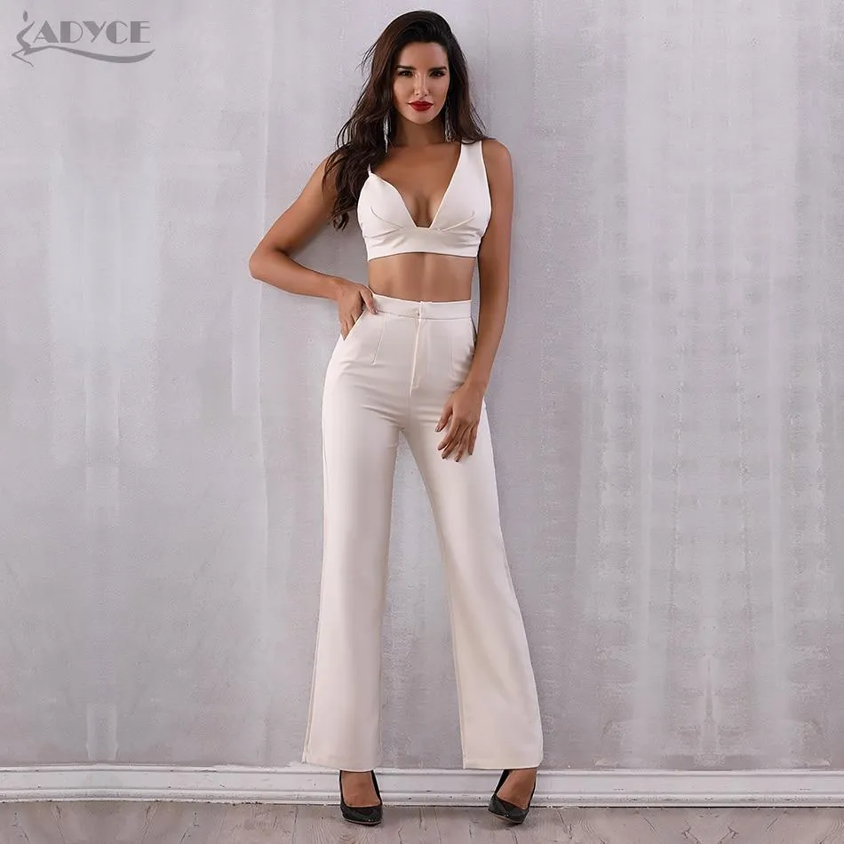 Rahul DYCE 2 Two Pieces Sets Tops & Pant Full Length Back Zipper Night Out Celebrity Evening Party Jumpsuits - Y2689