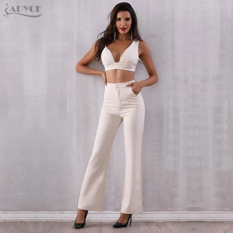 Rahul DYCE 2 Two Pieces Sets Tops & Pant Full Length Back Zipper Night Out Celebrity Evening Party Jumpsuits - Y2689