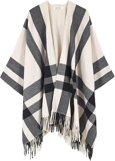 Raincloud Winter Chic Plaid Poncho Cardigan