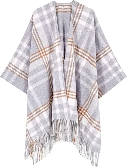 Raincloud Winter Chic Plaid Poncho Cardigan