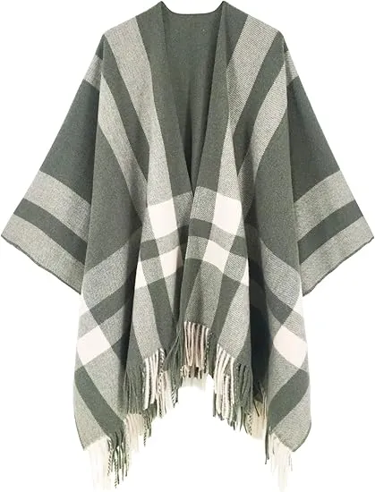 Raincloud Winter Chic Plaid Poncho Cardigan