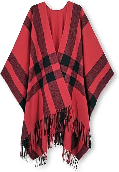 Raincloud Winter Chic Plaid Poncho Cardigan