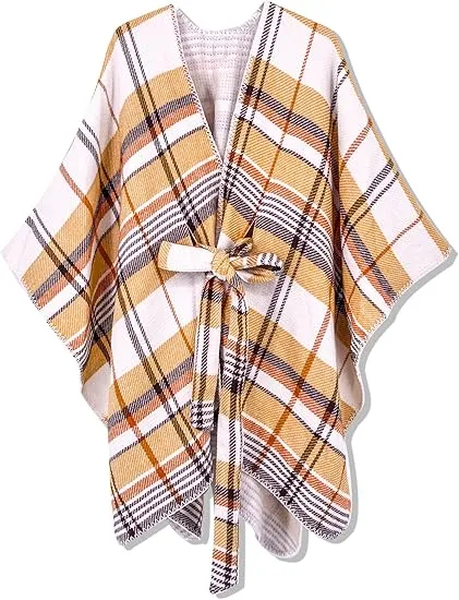 Raincloud Winter Chic Plaid Poncho Cardigan