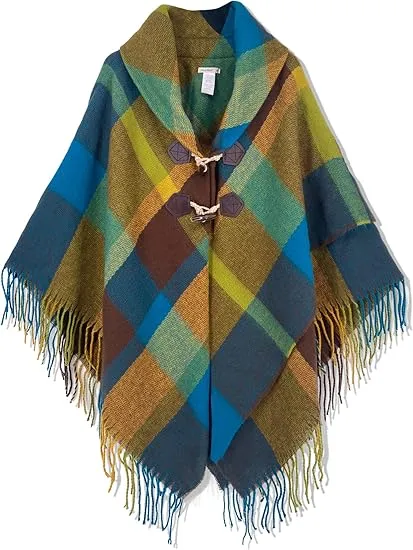 Raincloud Winter Chic Plaid Poncho Cardigan