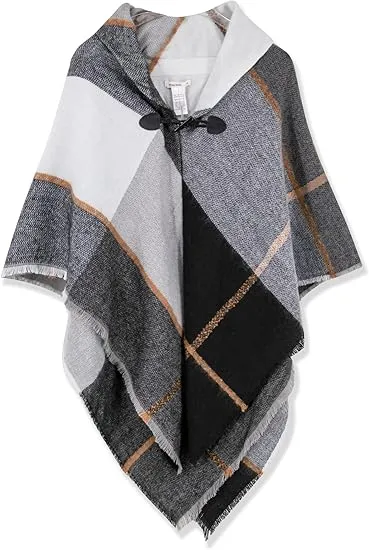 Raincloud Winter Chic Plaid Poncho Cardigan