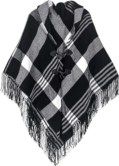 Raincloud Winter Chic Plaid Poncho Cardigan