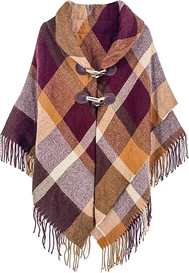 Raincloud Winter Chic Plaid Poncho Cardigan