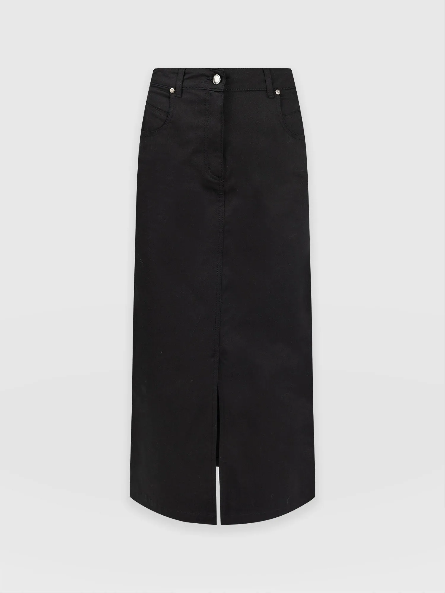 Raye Pencil Midi Denim Skirt - Black