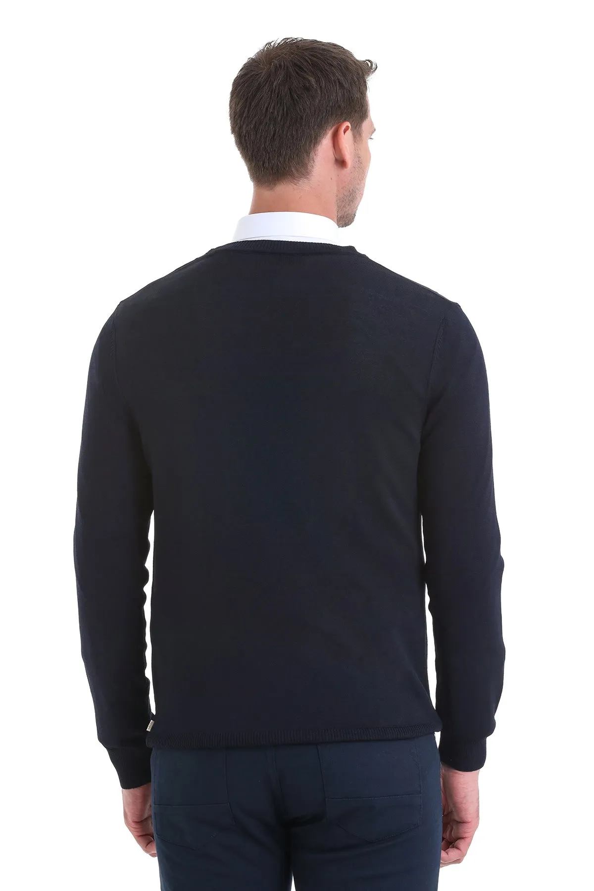 Regular Fit Navy Crewneck Sweater