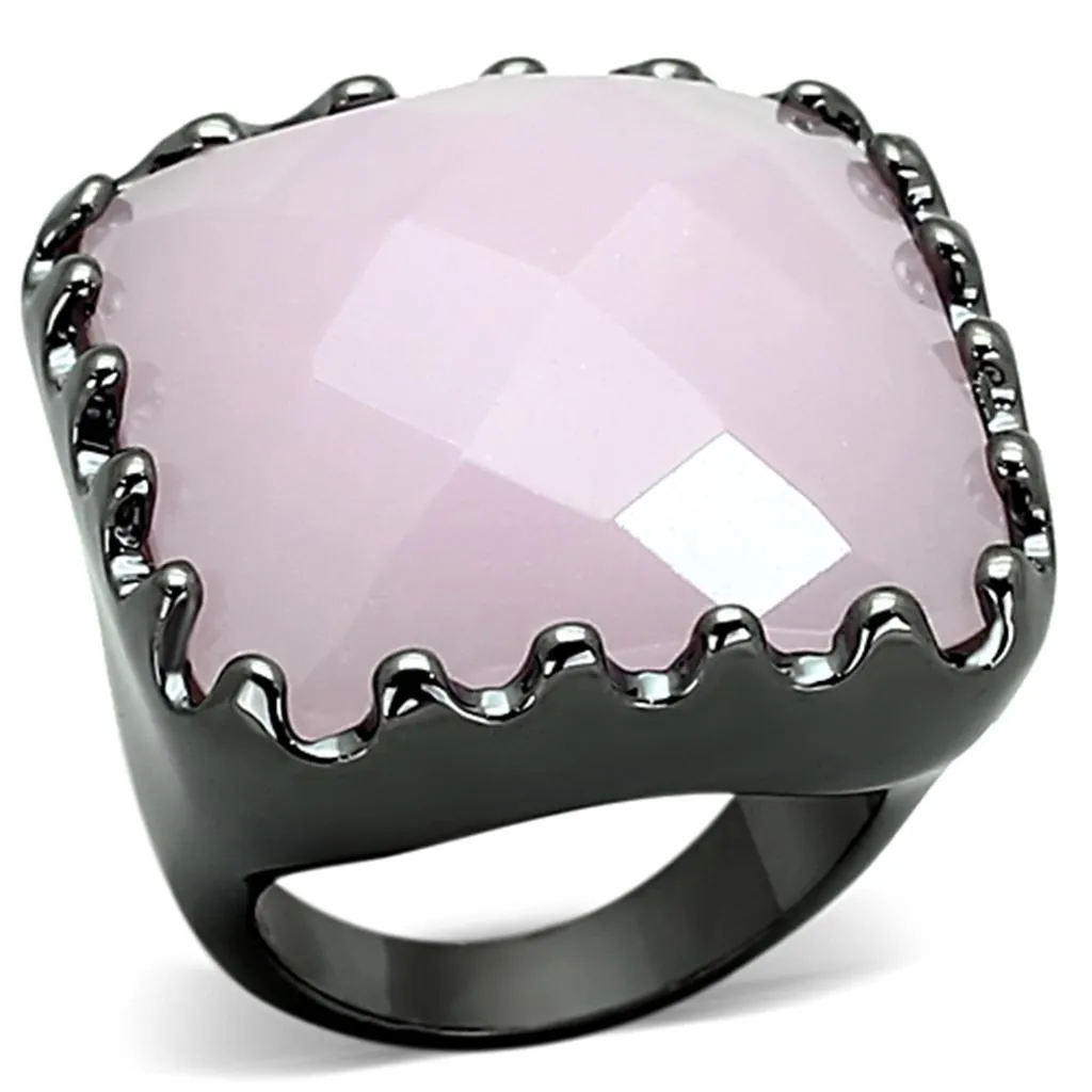 Ring Synthetic Light Rose LOA887 for Women Style Ruthenium