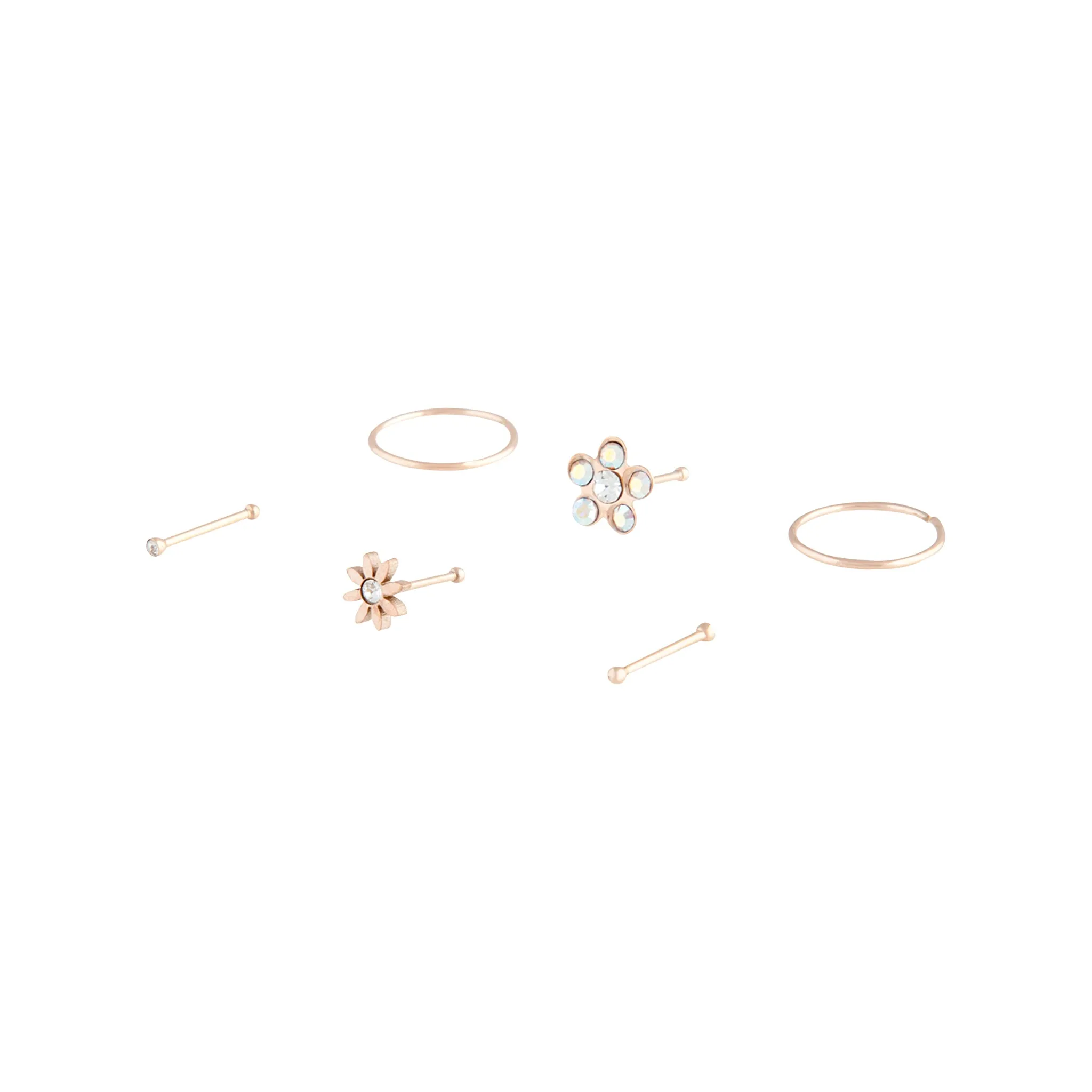 Rose Gold Flower Stud Nose 6-Pack